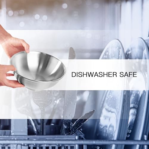 IMEEA Ramen Bowl, Noodle Bowl, Salad Bowl, Approx. 22cm, Stainless Steel, Dishwasher Safe, Heat Resistant, Hairline Double Layer, Set of 2