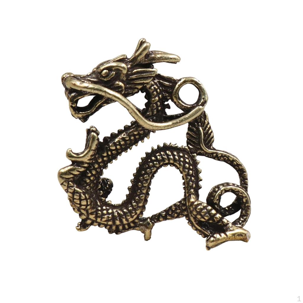 Brass Mini Chinese Dragon Keychain Pendant Cute for Year