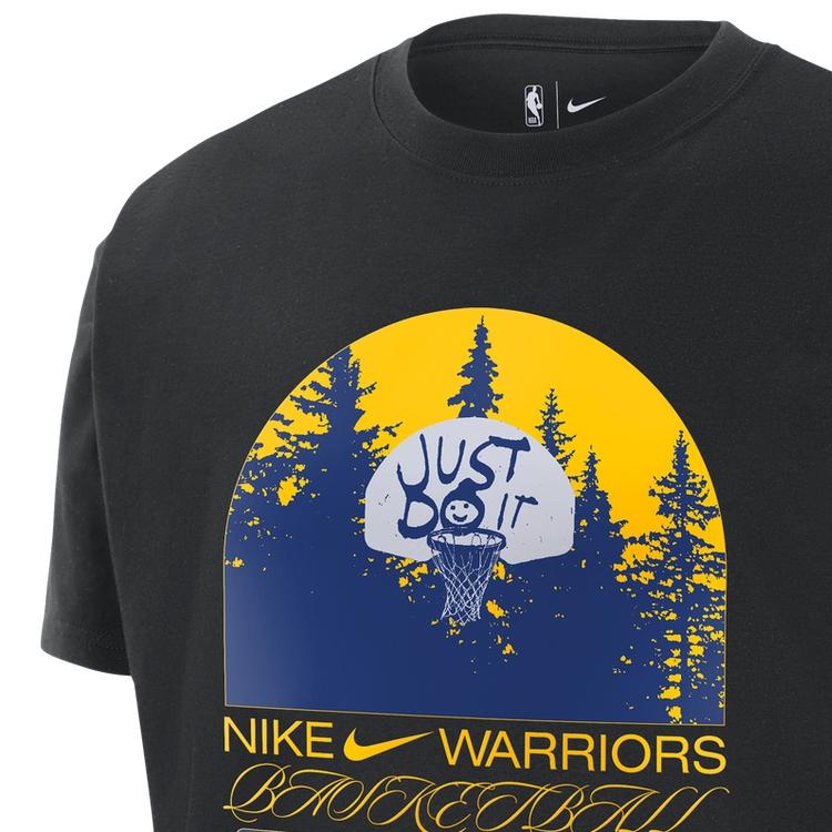 Nike Golden State Warriors NBA Print Crew Neck T-Shirt Men Tops Black DR6296-010