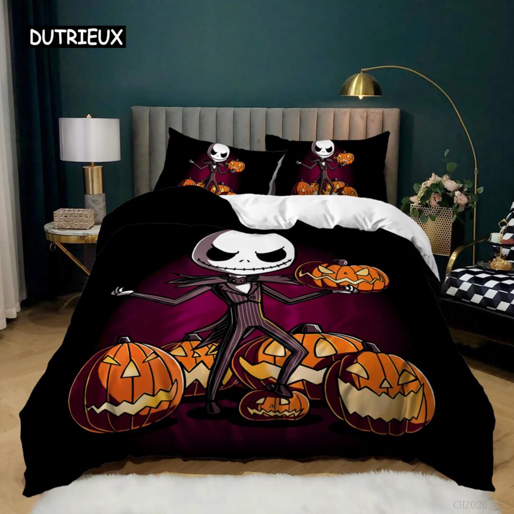 Halloween Duvet Cover Queen King Cartoon Pumpkin Comforter Cover Lantern Bedding Set MicrofiberGhost Quilt Cover for Boys Girls