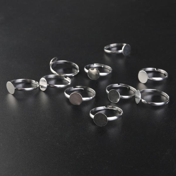 10pcs 8mm Silver Plated Adjustable Blank Ring Bases uygun fiyatlı satın