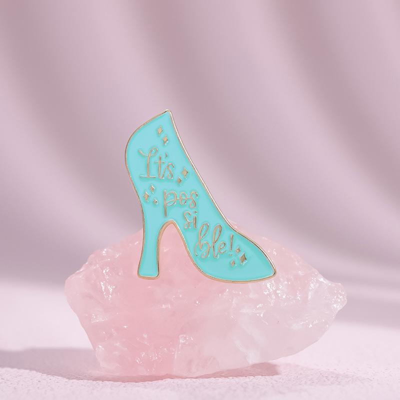 Green Artistic Exquisite Letter High Heel Brooch Versatile Alloy Decoration Metal