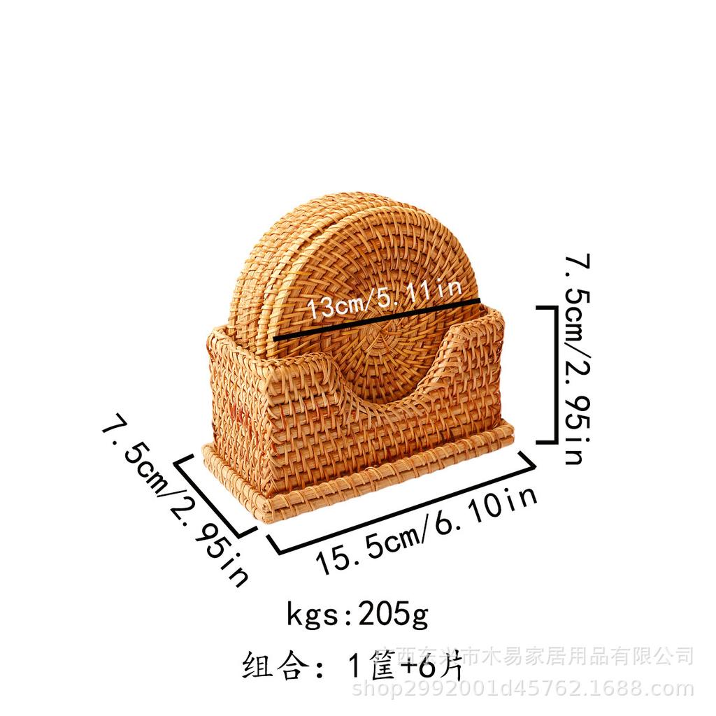 Autumn Rattan Woven Coaster Tea Set Accessories Thermal Insulation Mat Bowl Mat Dining Table Mat