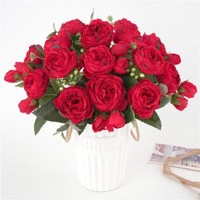 Artificial Flowers Fake Roses Silk Peony Festival Decora Table Vase Home Room Wedding Wreath Bridal Bouquets Outdoor Diy Gifts