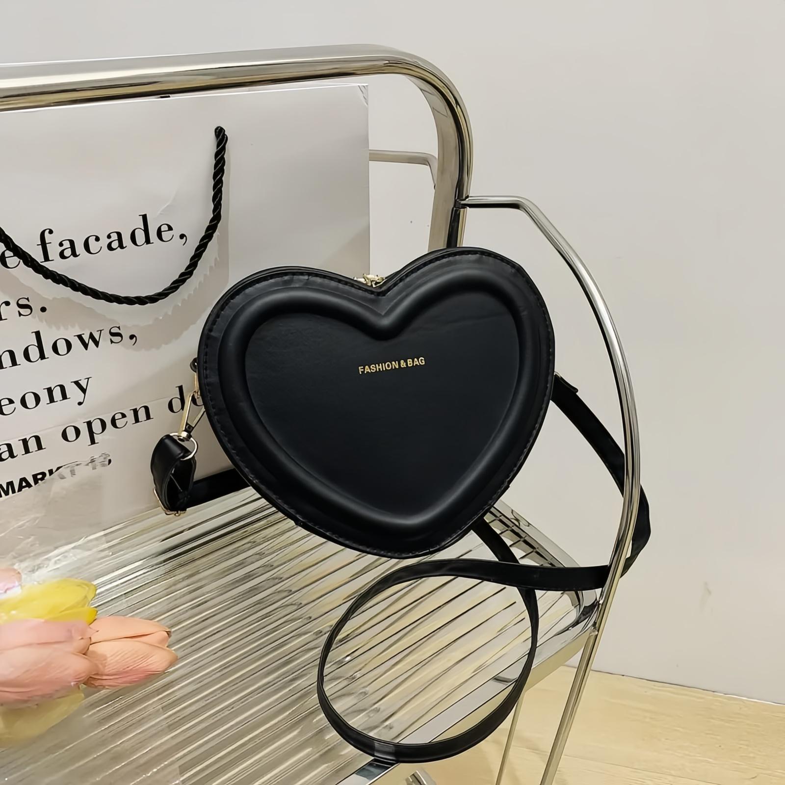 

Hot Selling Heart Crossbody Bag Women s Solid Color PU Leather Versatile Sweet Shoulder Bag Fashion Handbag-tan чёрный