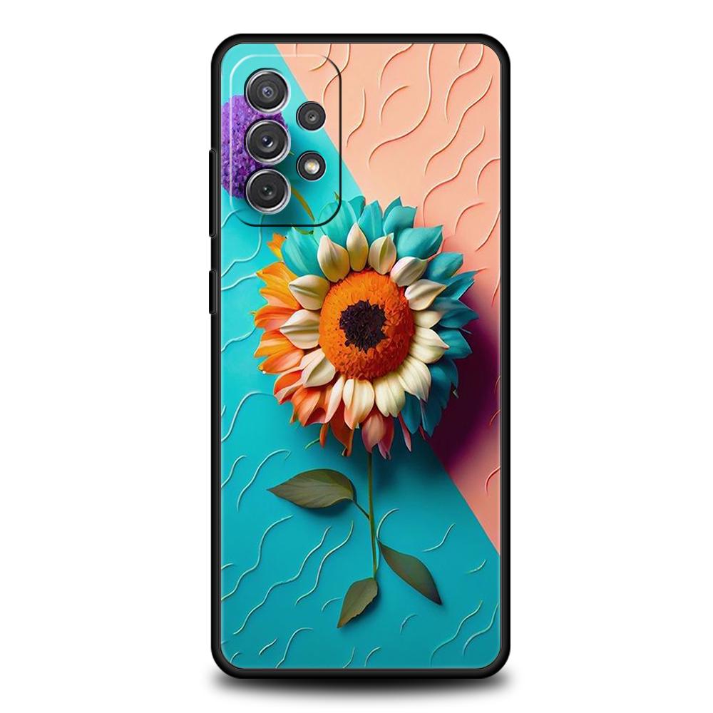 Sunflower Phone Case for Samsung Galaxy A15 A14 A25 A54 A34 A51 A71 A72 A73 A32 A52 A52S A11 A21S A31 A41 5G Soft Shell Capa Bag