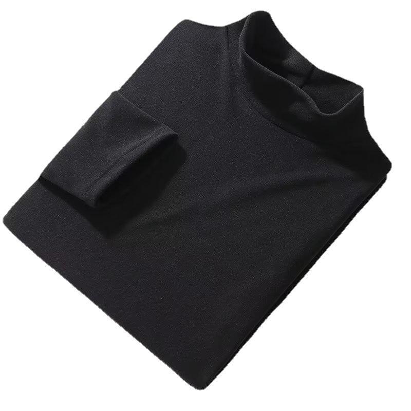 Men's Korean Fleece Set: Long Sleeve, Long Pants, High Neck, Double-Sided, Warm Base Layer for Autumn and Winter