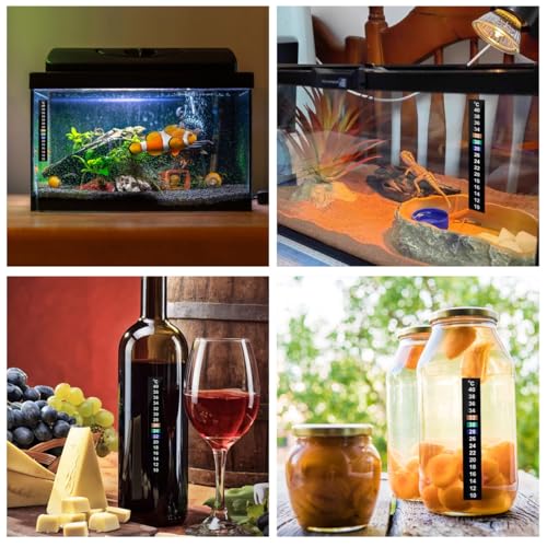 POPETPOP Water Thermometer Stickers, 10-Piece Set, LCD Color-Changing Temperature Measurement Strips for Aquariums, Aquariums, and Magazine Temperatur