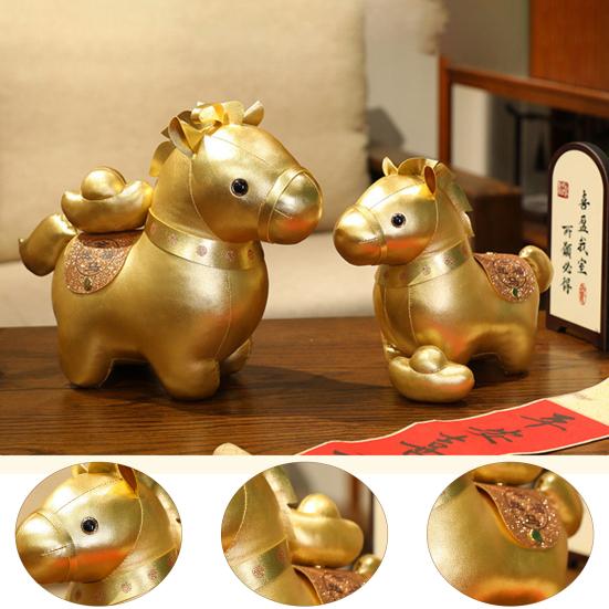 Golden Horse Plush Doll Horse Brings Wealth Zodiac with PP Cotton Filling Chinese New Year 2026 Gift for Home Decor & Blessings