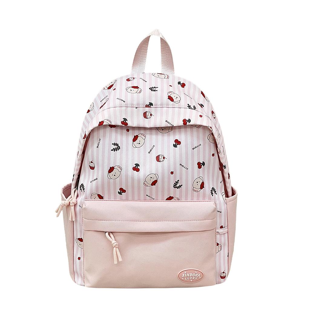 Schoolbag female Japanese ins fresh and sweet striped backpack junior high school students lightweight large capacity backpack high value