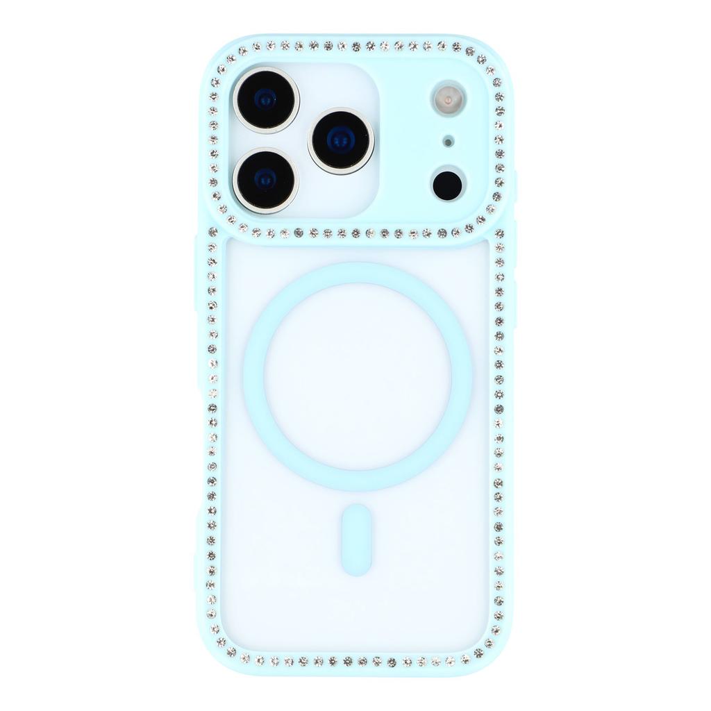 For iPhone 17 Pro Case Compatible with MagSafe Sparkling Rhinestone Decor TPU+PC Clear Phone Back Cover