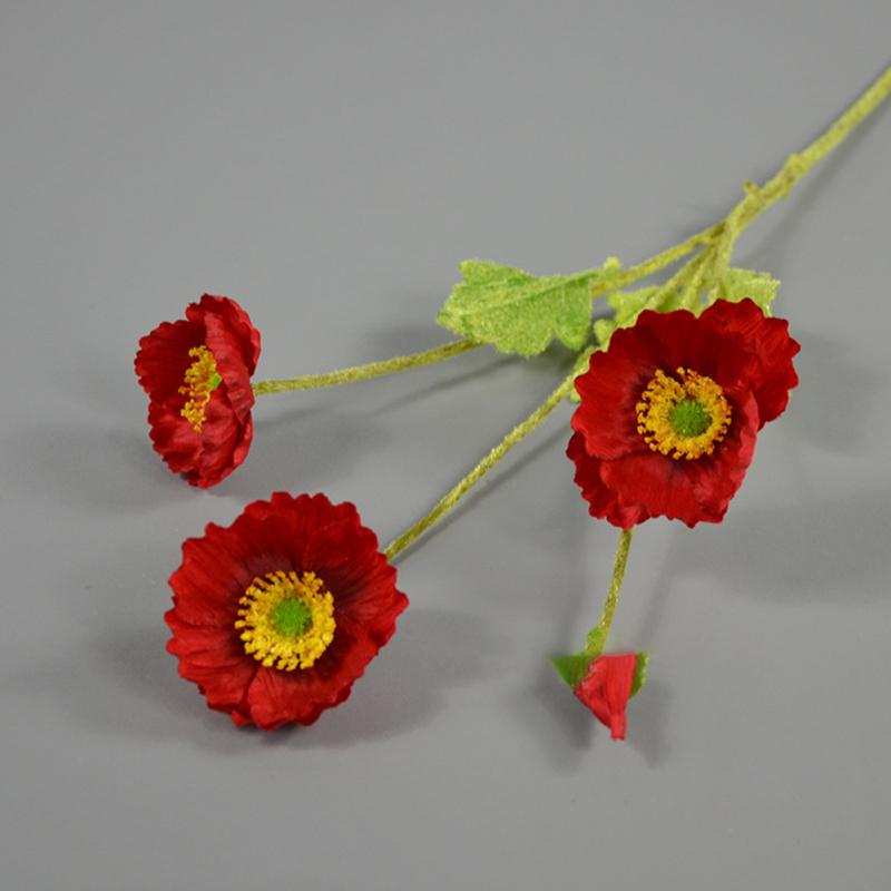 4 Heads Artificial Bouquet Simulation Poppies Fake Silk Flower For Home Wedding Party Decoration