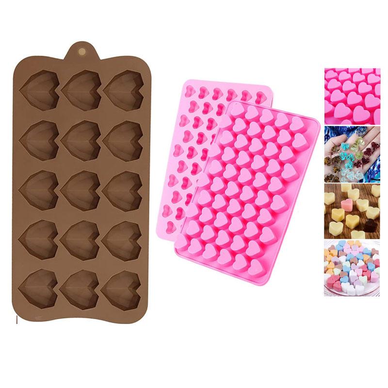 Geometric Heart Silicone Mold Chocolate Cake Mold Dessert Baking Mold for Valentine’s Day DIY Fondant Candy Ice Cube Tray Tools