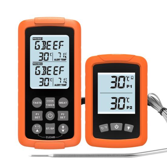 Wireless Digital Waterproof Instant Read Food Meat Cooking Remote Thermometer with Dual Probes