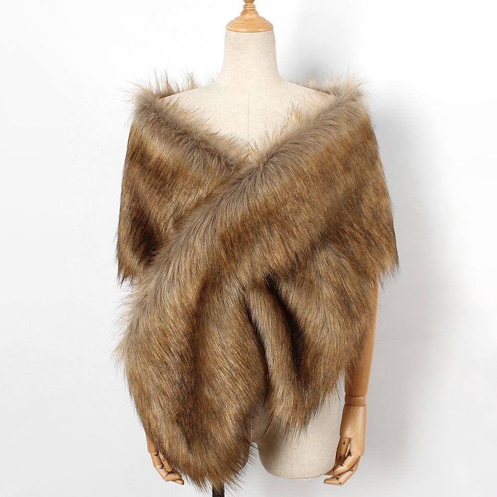 

Wrap Shawl Autumn Winter Neck Warm Women s Faux Fur Shawl Winter Long Bridal Scarf Cross Shawl хакі