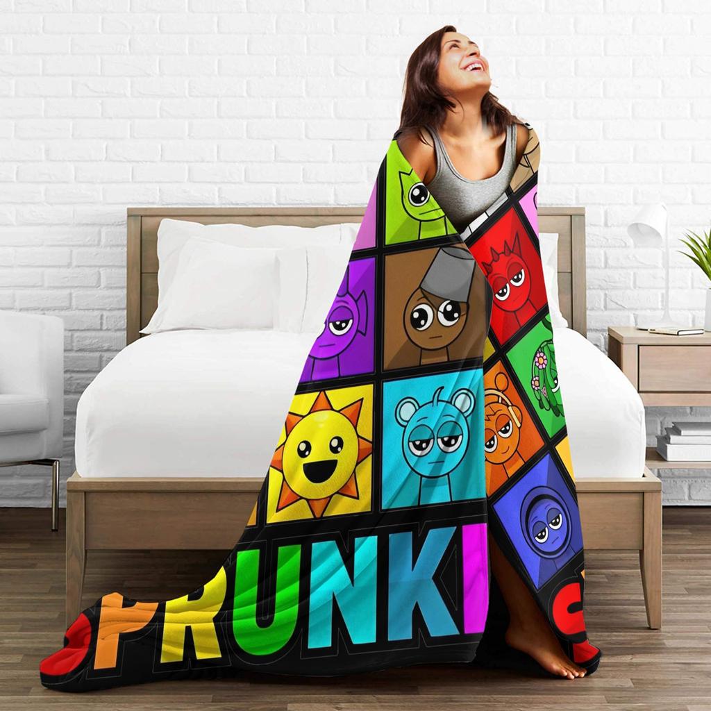 Sprunki Characters Game Blanket Coral Fleece Plush All Season Breathable Lightweight Throw Blanket for Bedding Couch Quilt