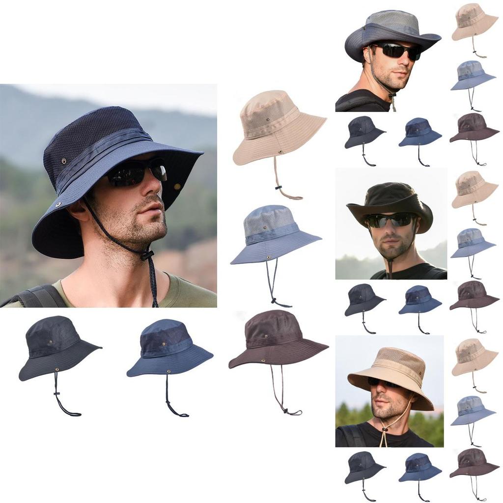 Mens Outdoor Windproof Bucket Hat With Button Brim Perfect For Fishing And Hiking