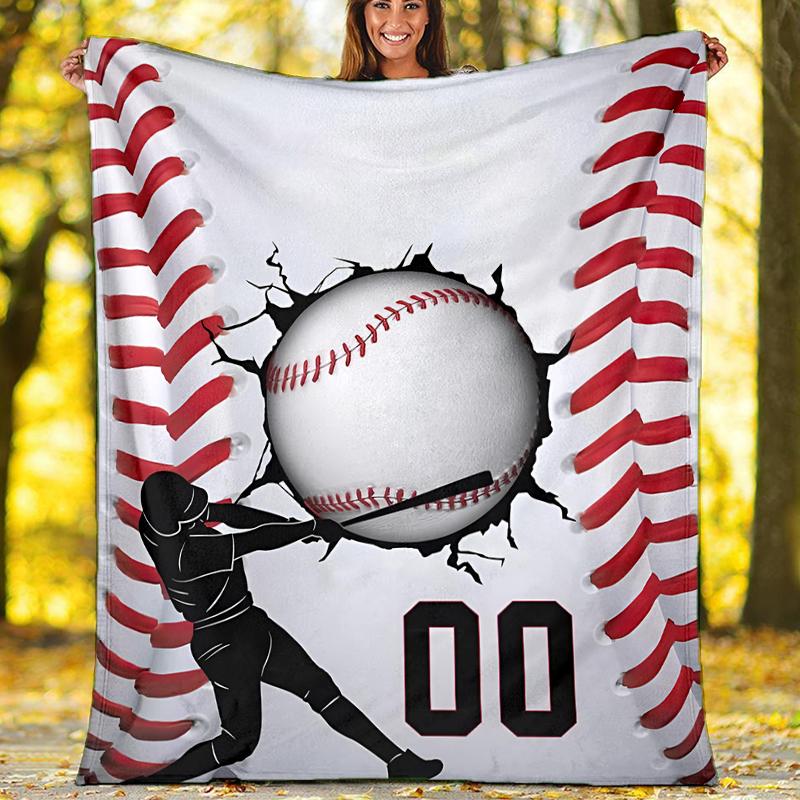 Baseball Theme Printed Blanket - Perfect for Couch, Bed, Travel & Outdoor Use | Machine Washable, Cozy & Durable.