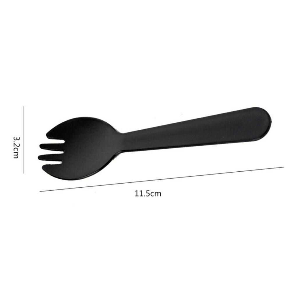 

100Pcs Non-Stick Tasteless Plastic Sporks 2-in-1 Fork Spoon Combo for Everyday Use Cake Ice Cream Black Plastic Spork чёрный