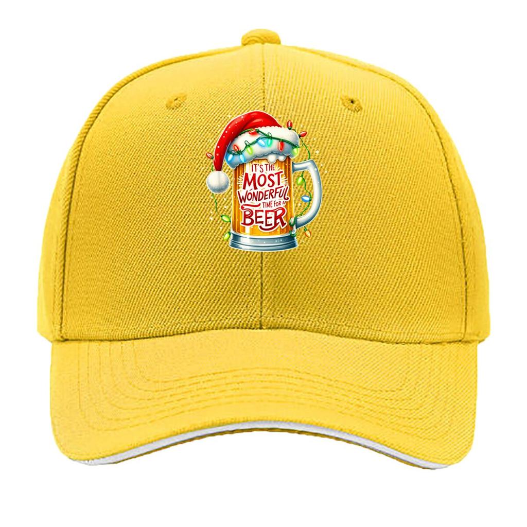 Its The Most Wonderful Time For A Beer Santa Christmas Sandwich Baseball Cap Sun Cap Outdoor Workouts Hat