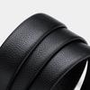 WILLIAMPOLO Men's Leather Belt with Automatic Buckle, Casual Waistband, Top-Grain Cowhide, Black