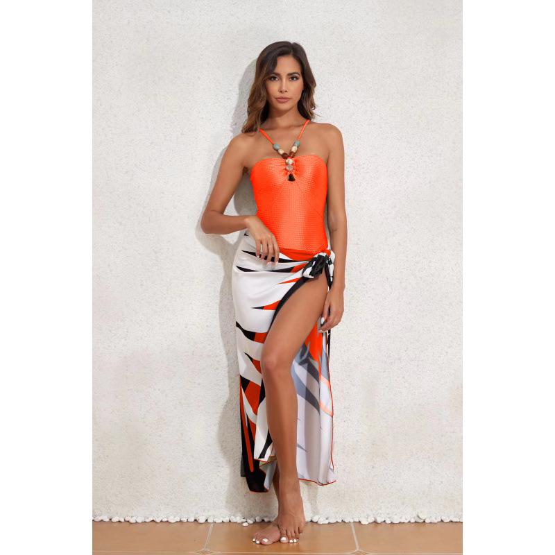 Женский корректирующий купальник 2025: Слитный купальник, скрывающий живот, с юбкой из марлевки, защита от солнца, пляжный комплект бикини. One Size