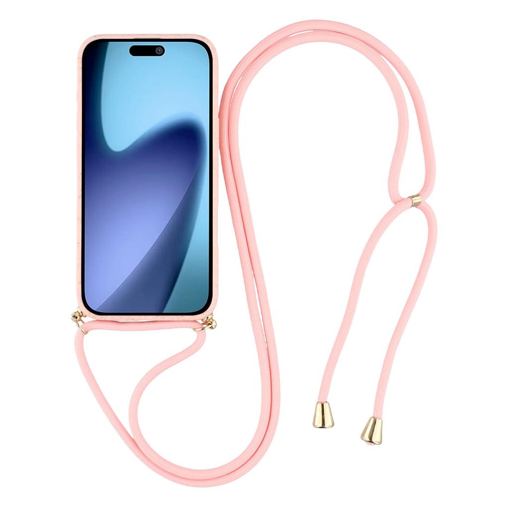 For iPhone 17 Pro Case Biodegradable Wheat Straw+TPU Eco-Friendly Phone Cover with Lanyard