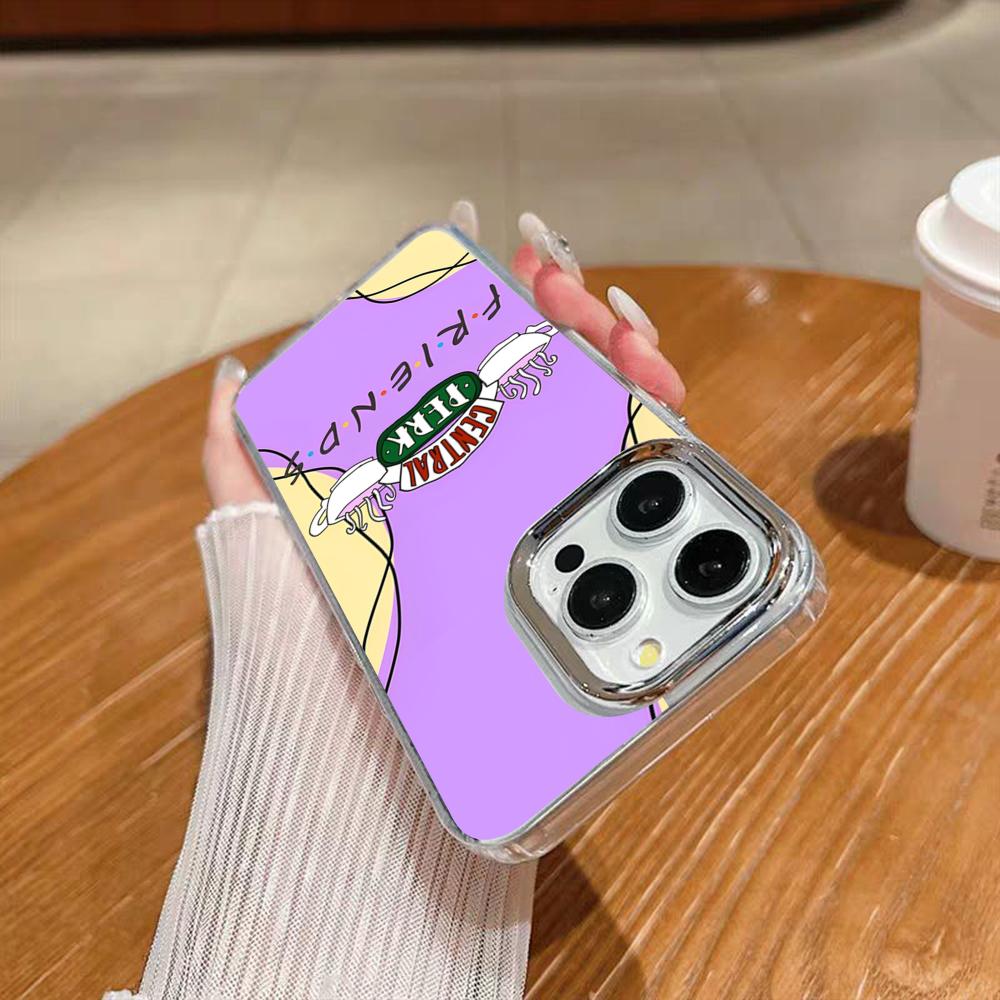 Friends TV Shows Central Perk Coffee Phone Case For Iphone 17 16 15 14 13 12 11 Pro Max Xr Air Plus Silicone Cover Silver Hard