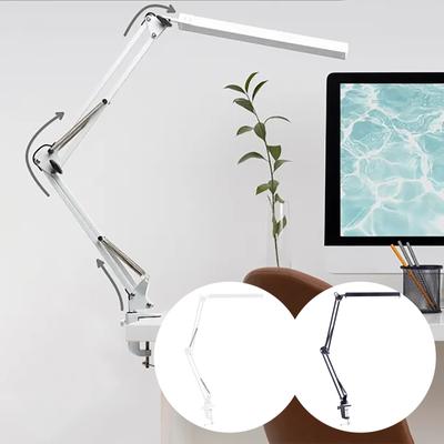 LED Eye  Long Arm Table Lamp Three Color Dimming Bedroom Reading And Learning Long Arm Lamp Work Beauty Folding Arm Clip Lamp