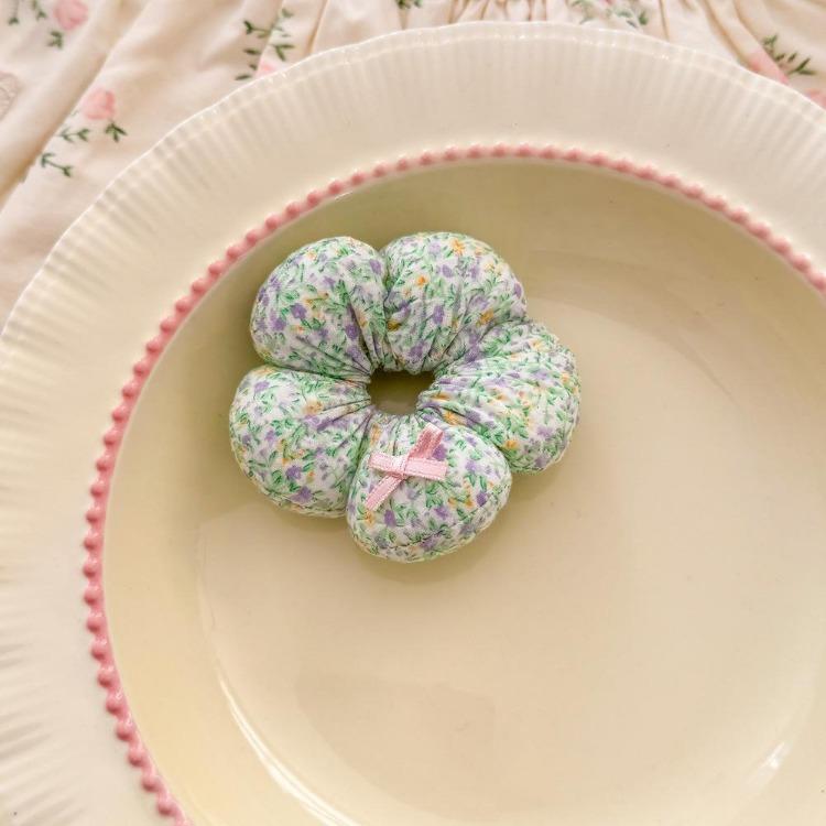 Sweet Floral Sponge Hair Scrunchies Cute Floral Hairbands Children Girls Cute Kawaii Ponytail Holder Hair Styling Accessories