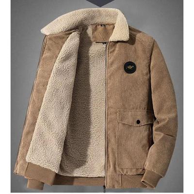 Autumn and Winter Corduroy Lamb Fleece Jacket Jacket Men's Loose Plus Velvet Thick Casual Lapel Men's Jacket