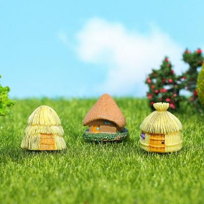 Mini Casetta di Paglia Statuetta in Miniatura Edificio Artigianato in Resina Statuetta Piccola Casa Ornamento Micro Paesaggio Fatto a Mano Giardino