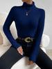 2024 Autumn/Winter High Neck V-Neck Long Sleeve Ribbed Knit Top