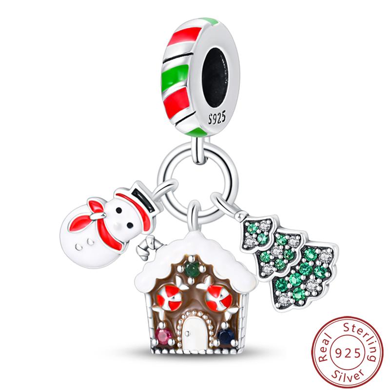 Copper Romantic Christmas Snowman Gingerbread Santa Claus Charms Bead Fit 3Mm Diy Fine Jewelry Accessories