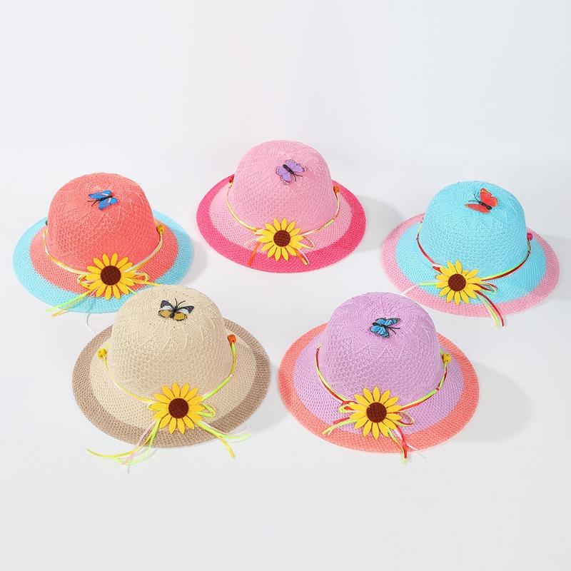 Scenic spot stall supply, summer baby hats, sun protection children's straw hats, children's sun hats, summer cool hats, children's hats