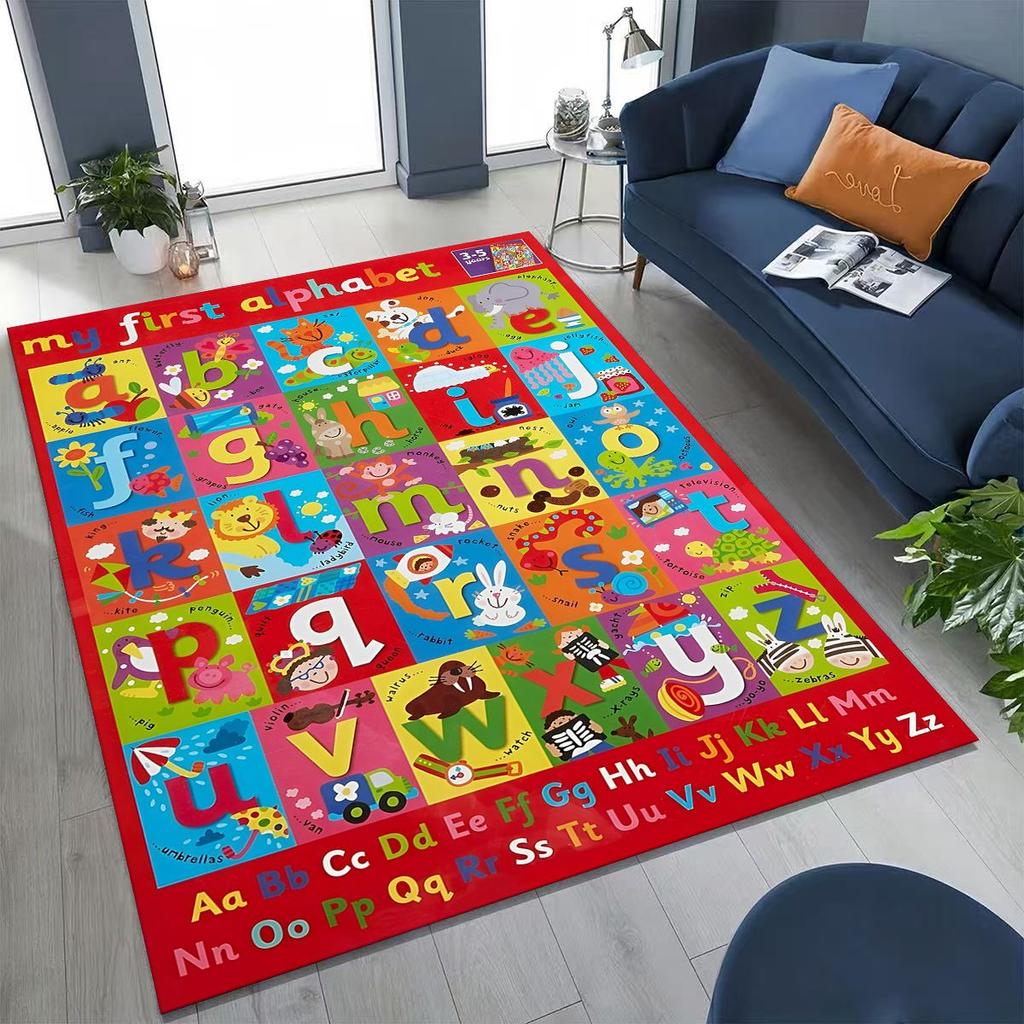 ABC Animal Alphabet Cartoon Early Educatio Children Crawling Playroom Rug for Bedroom Living Room Sofa Doormat Decor,Non-slip
