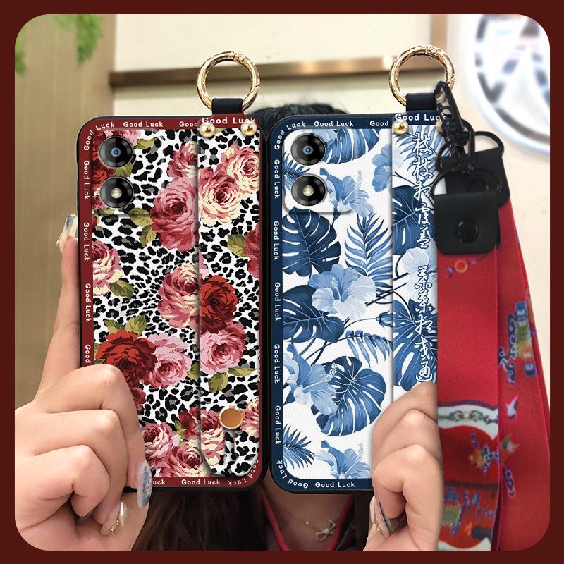 Phone Holder Wrist Strap Phone Case For MOTO E13 Anti-dust Chinese Style Kickstand Fashion Ring Anti-knock Wristband