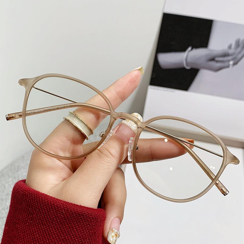 T7182 Round Thin Frame Light Myopia Glasses Frame Female Plain Makeup Literary Flat Mirror Male Tide