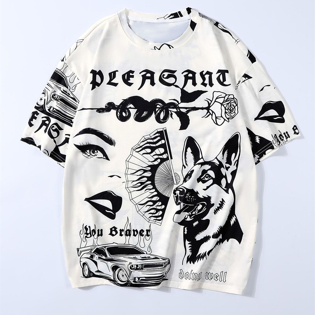 

Мужская футболка свободного кроя Manfinity EMRG с рисунком букв и фигур 6XL