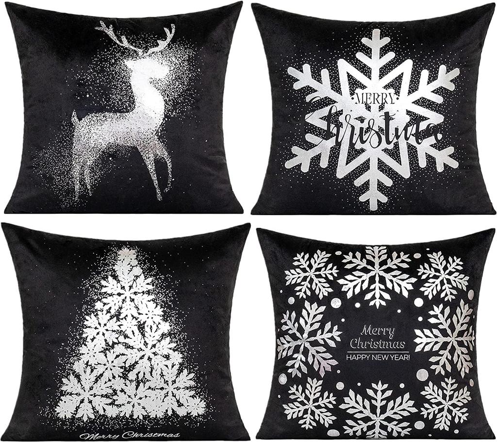 New Christmas Decoration Christmas Pillowcase 18 X 18 Inch Set of 4 Christmas Collection Cushion Pillowcases Custom Zipper Squar