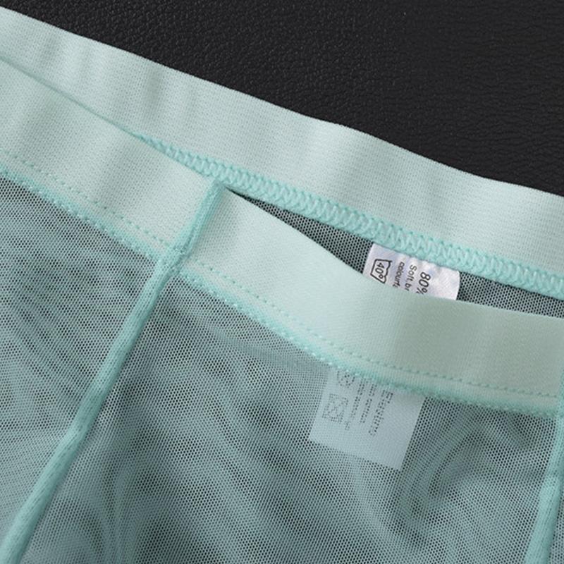 Sexy Men Mesh Thin Transparent Boxer Briefs U Convex Pouch Underwear Shorts Trunks Underpant Mesh Men's Sexy Boxer Briefs Shorts