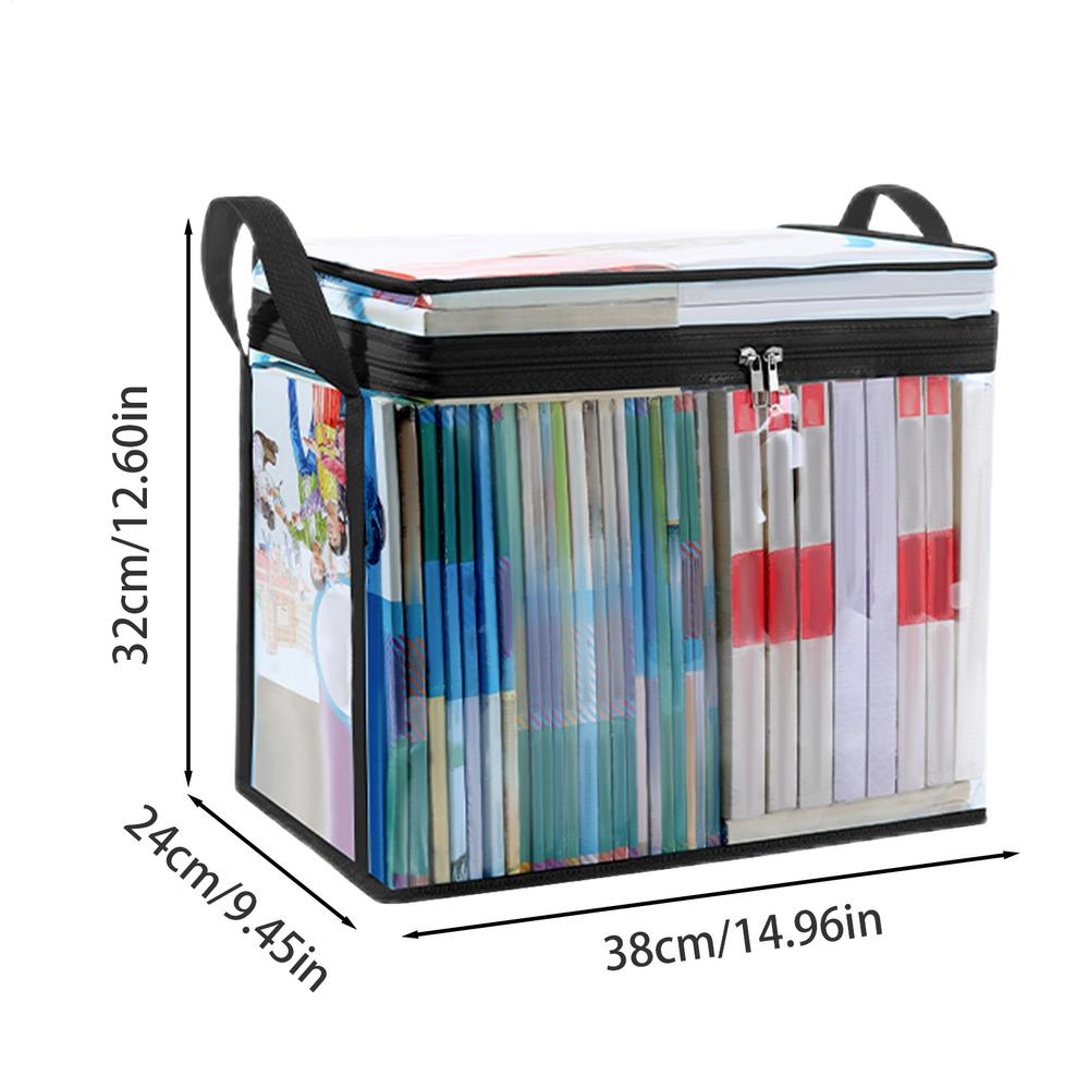 Transparent Books Storage Bag Handle Stackable Document Collection Container Foldable Waterproof Tutorial Bag Storage Bag