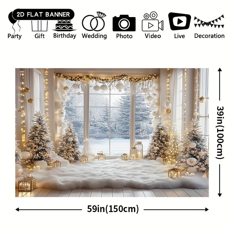 2D flat banner 1pc 1 piece winter wonderland background fabric featuring snow scenes flashing lights and elegancezyc