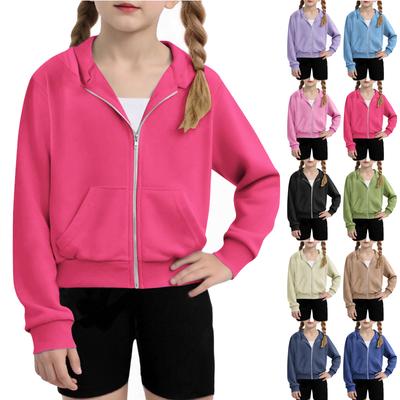 Kinder Mode Einfarbig Langärmeliges Kapuzensweatshirt, Mädchen Hoodie Jacke