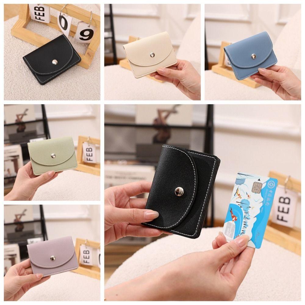 Short Clutch Mini Wallet Magnet Buckle Solid Color Card Holder Portable Thin Card Bag  Men