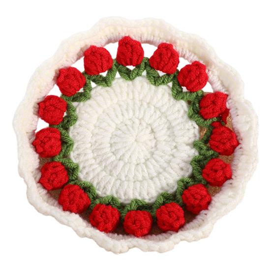 Gehäkelter Tulpenblumen-Untersetzer Handgemachte Unterlagen für Kaffee- und Teetassen Mehrzweck Heimbar