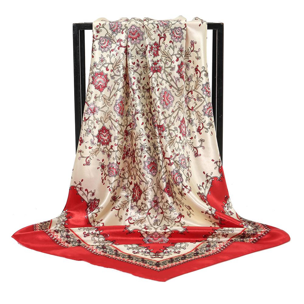 Fashion Print 90cm Square Silk Scarf Shawl Women's Hair Accessory Stylish Packaging Decorative Accessories