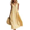 Women’s Sleeveless Maxi Dress Button Down Loose Fit Long Dress with Collared Neckline for Beach or Vacation Wear