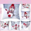 Cozy 18" Christmas Cushion Cover Featuring Cute Santa Claus And Snowman For Holiday Charm
