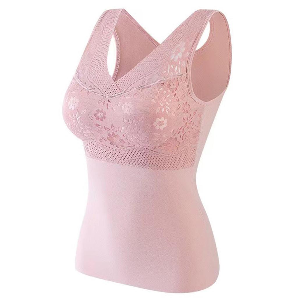 Women's Fall And Winter Warm Velvet Thickened Double Side Velvet Lace Seamless  Vest Bra Lingerie